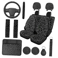 Juego de 14 fundas de asiento de autom vil con Negro leopardo estampado