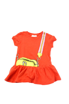 Marc Jacobs Childrens Girls Short Sleeves A Line Dress Orange Cotton Size 2T