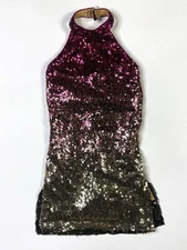 Revolution Dancewear Dress Girls Costume Fuchsia Gold Sequin Halter