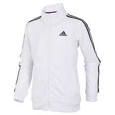 Kids Adidas Track Jacket White Black 3 Stripe Full Zip Size 18 20