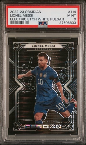 Lionel Messi  2022-23 Panini Obsidian #114 Electric White Pulsar 11/11 PSA 9