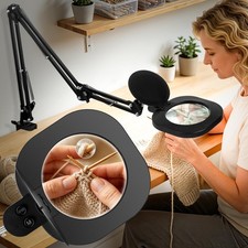 HITTI 30X  10X Large Ultra Long Magnifying Glass with Light and Clamp, 5-Inc...