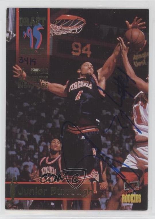 1995 Draft Day Authentic Signatures 3419/7750 Junior Burrough #15 Auto RC 2jq