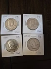 Lot Of 4 Nice Franklin Half Dollar 90% Silver Halves Dollars