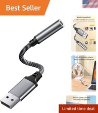 Compact USB to Audio AUX Jack Adapter - Plug and Play for Headphones Speakers