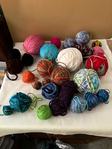 Huge Assorted Scrap Yarn Lot - 20+ Mixed Balls Craft Destash RHSS, Caron, etc - product listing photo