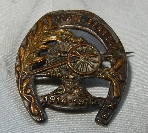 WW1 PORTE BONHEUR FRANCE BATTLEFRONT MILITARY SWEETHEART BADGE WORLD WAR I