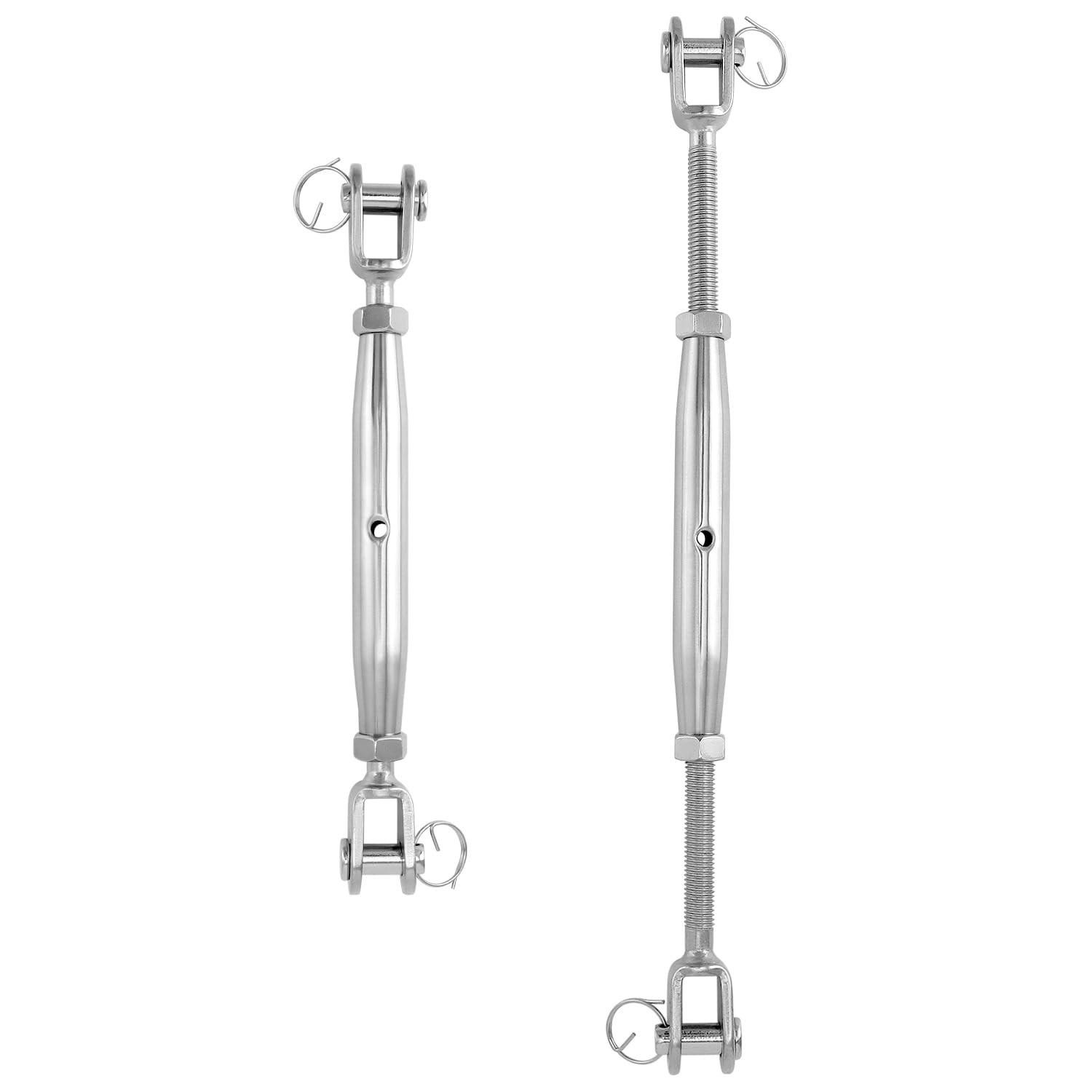 2 Pack 1/2in Closed Body Marine Turnbuckle 316 Stainless 11200lb Hook
