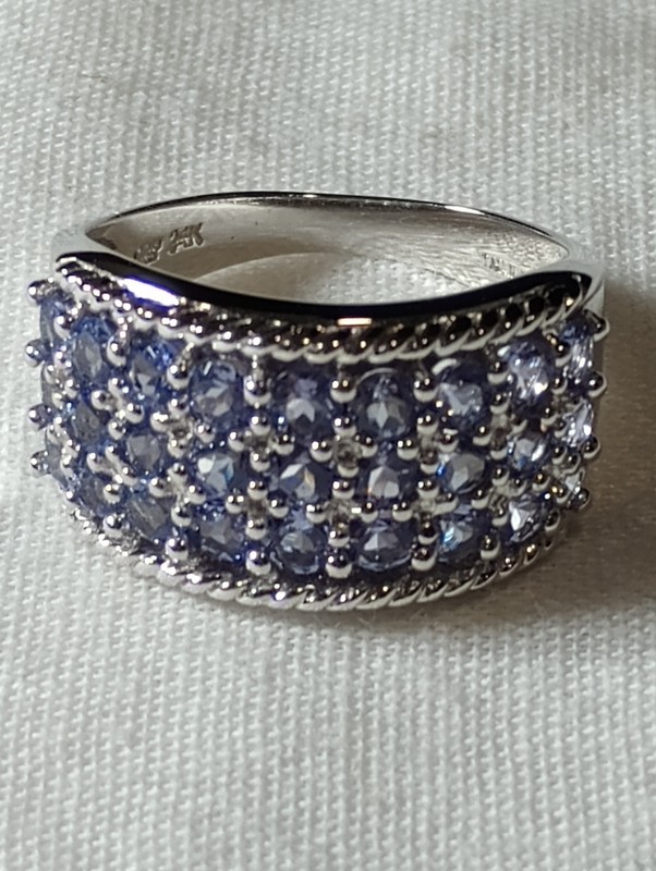 GRP 14K White Gold Triple Row Prong Set Tanzanite Ring 6.85 grams / Size 8