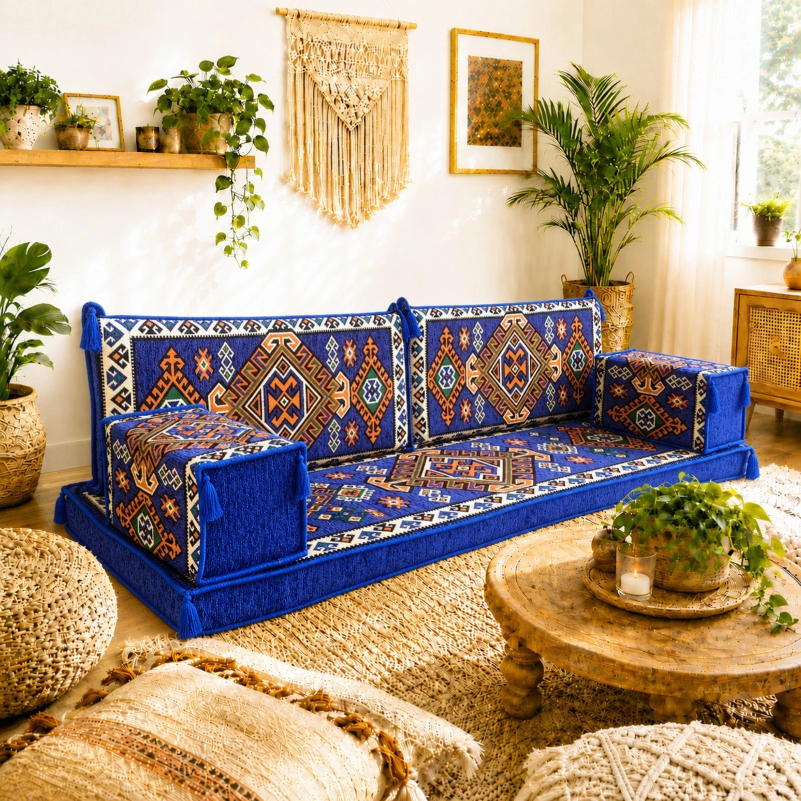 Handmade Arabic MAJLIS Sofa Set Moroccan Floor SOFA Bohemian Floor Cushions