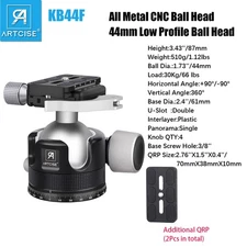 Low Profile Tripod Ball Head 44mm All Metal CNC Ball Head Lever Release Clamp