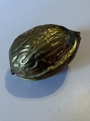 Vintage Walnut Shaped Solid Brass Nut Cracker Hinged Large 5  & Heavy Duty EUC