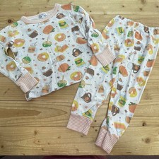 Magnolia Baby Kids Pajama Set Size 4 Fall Treats Donuts Pumpkins Cotton