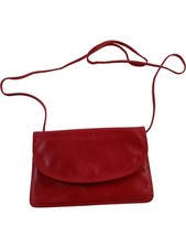 Enny 5321 Crossbody Bag Red Leather Snap Closure Women's