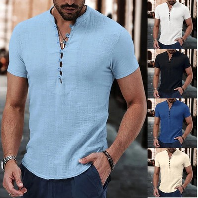 Summer men's cotton and linen fashionable, high-end, comfortable, breathable, re