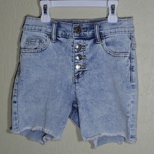 Justice Jean Shorts Girls 12 Slim Snap Fly 5 Pocket Frayed Raw Hem Stretch Youth