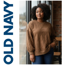 NEW Old Navy Plus Sz XXL Cinnamon Quilted Pullover Top Athleisure Sweatshirt NWT