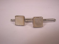 SINGLES 2 1/4" White Square MOP Vintage Formal Tux Prom Groom Shirt Stud a215