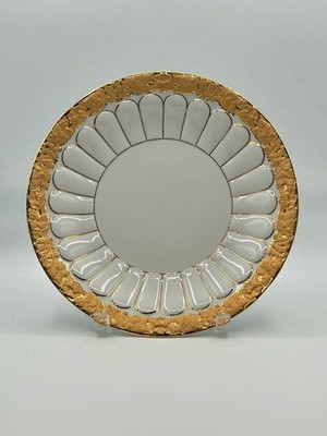 Meissen X-Form 10.3  Gold Relief Plate Leuteritz Heavy Gilt Crossed Swords