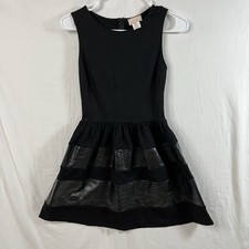 VTG Love Ady Dress Little Black Evening Fit & Flare Sleeveless Leather USA Made