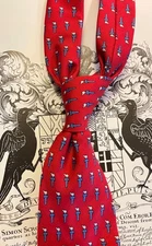 Vineyard Vines Red Premier Torch of Victory Men's 100% Silk New with Tag