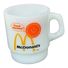 Vintage Fire King McDonalds Good Morning Milk Glass Coffee Mug Free Shipping