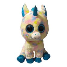 Ty Beanie Boos Blitz the Unicorn Pastel With Blue Horn Large Size 17" Collectabl