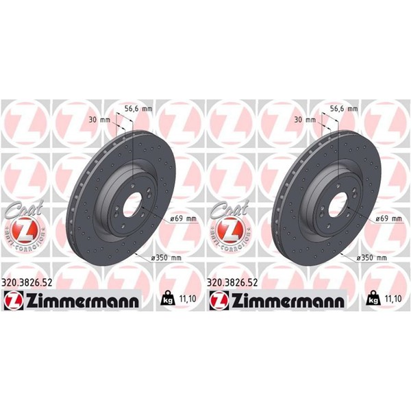 2X Zimmermann Sport Z Bremsscheiben 350Mm Gelocht InnenbelÜFtet Vorne Passend Fü-image