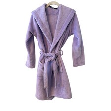 Lands End Girls Purple Fleece Hooded Robe Size 14 Plush Loungewear Bathrobe