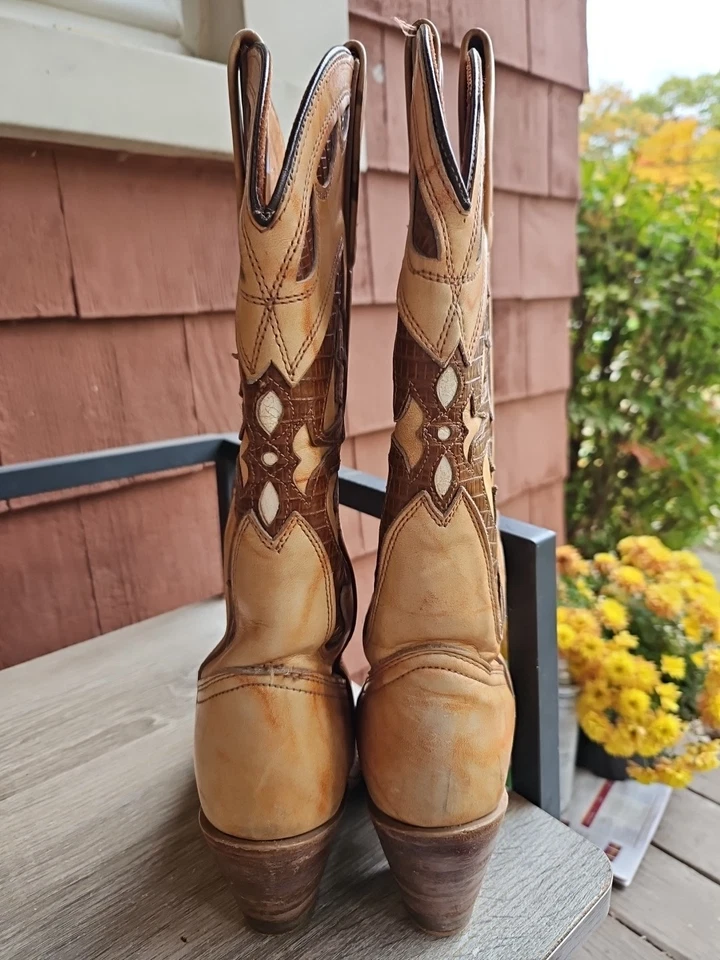 Botas vaqueras vintage Miss Capezio para mujer talla 6,5 cuero marrón estilo L484 Foto 3 de 4