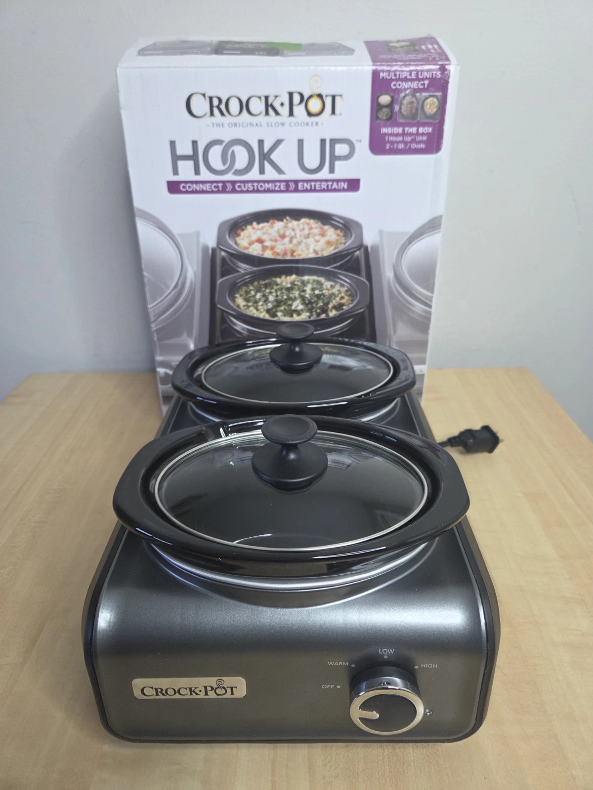 Crock-Pot SCCPMD1-CH Hook Up Double Oval Connectable 2 1-Quart Slow Cookers Pots