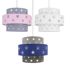 Easy Fit Light Shade Star Design 2 Tier Ceiling Lighting Girls Boys Bedroom
