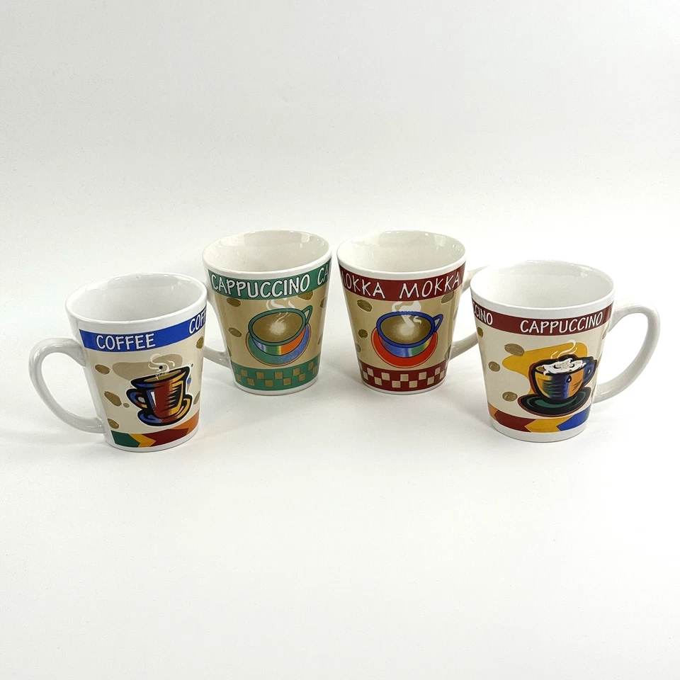 Welico Design Kaffeebecher Set | 4x Coffee Cappuccino Mokka | 10 cm VTG Küche - Bild 1 von 4