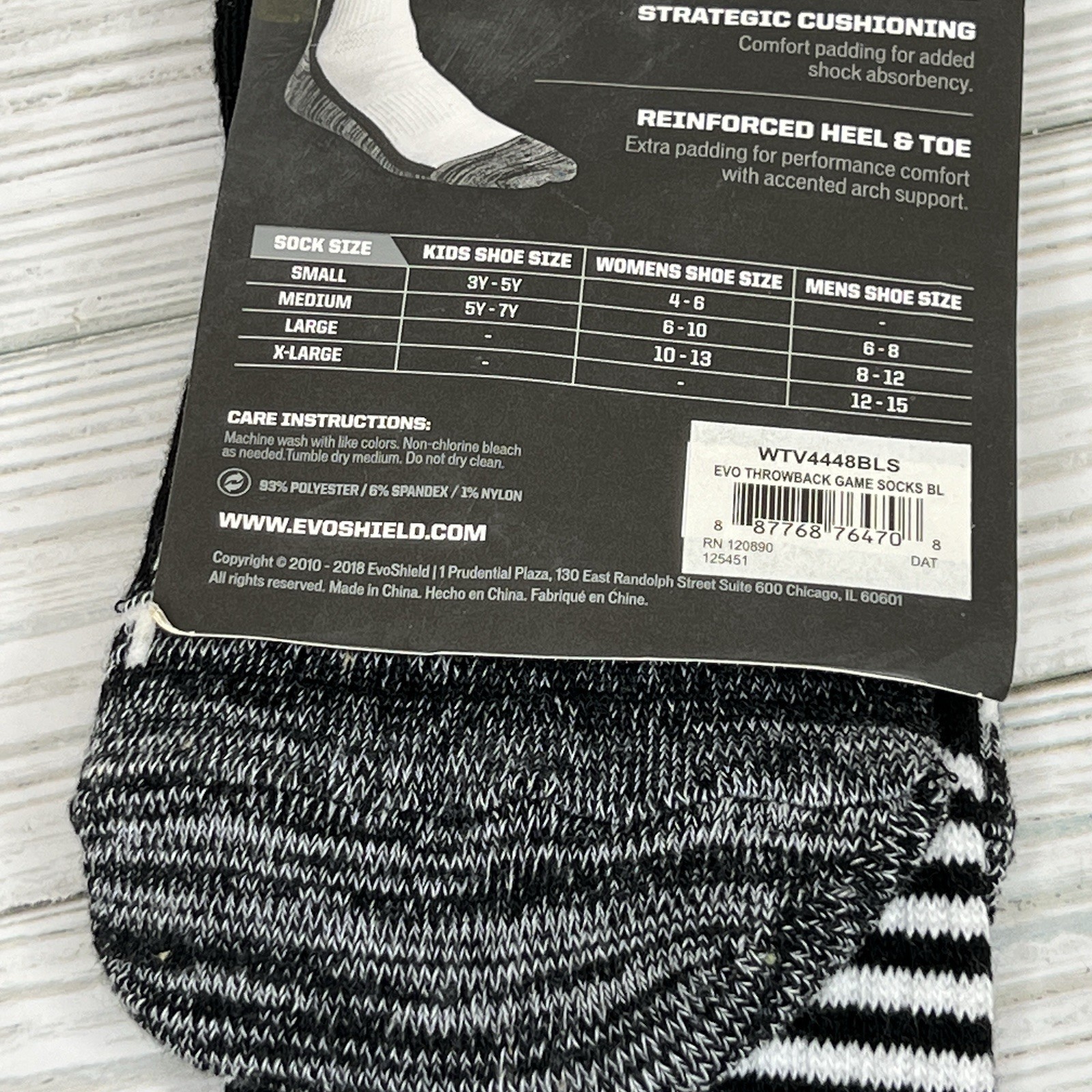 NEW EvoShield Throwback Game Socks Great For Baseball Softball Black White Small