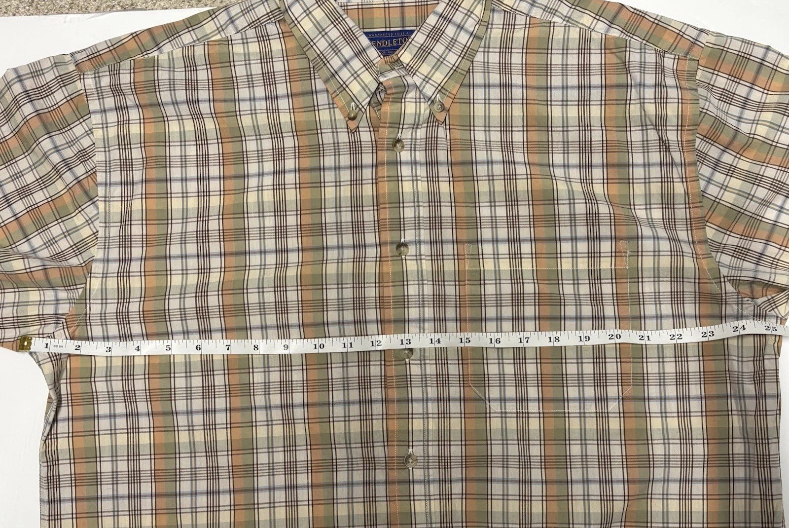 Vintage Pendleton Button Down Cotton Beige Plaid … - image 3