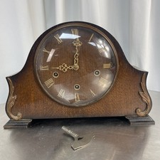 Smiths Enfield Westminster Chime 8 Day Clock Dark Oak 1930s Mantle Clock
