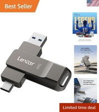 Durable 64GB USB 3.2 Jump Drive - Dual USB Type-C and Type-A, Titanium Grey