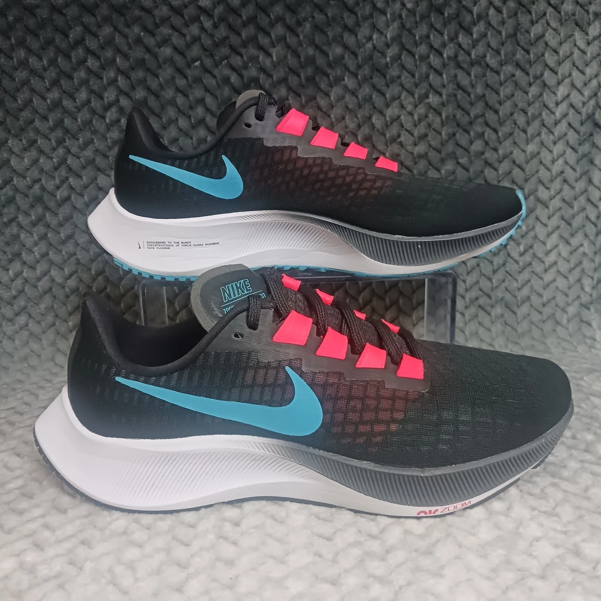 NIKE Air Zoom Pegasus 37 Men Running Shoes BQ9646 011‎ Black/Light Blue Sz 10.5 Nike Air Zoom Pegasus 37 Off Noir Light Blue Fury for Sale  main image 3