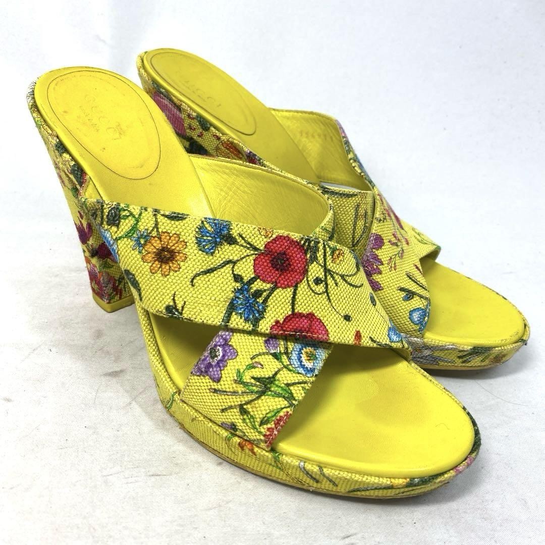 Gucci Pumps Slide Sandals Multicolor Canvas Size 37.5 US About7.5 For Women thumbnail 16