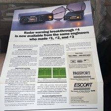 Escort Radar Warning Receiver Detector - Vtg Print Ad Ephemera Art 1986