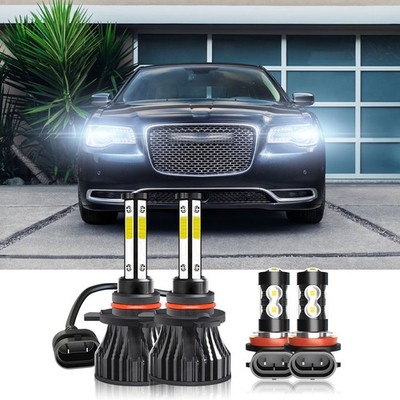 For 2011-2015 Chrysler 300 C Sedan 4-Door LED Headlight + Fog Light Bulbs 6000K