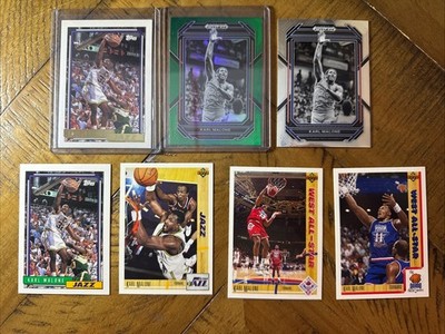 Karl Malone Lot of 7 Cards (1991-23) Jazz, Louisiana Tech   Listed Below  MT