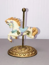 Vintage Miniature Carousel Horse Porcelain Figurine Circus On Stand DAMAGED