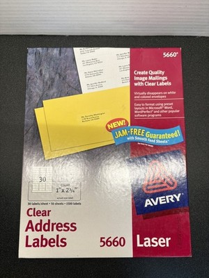 Avery Easy Peel Address Label - 1'' Width X 2.62'' Length  25 sheets