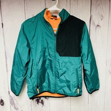 Champion Kids Jacket Green Medium 8-10 Zip Long Sleeve Orange Lined