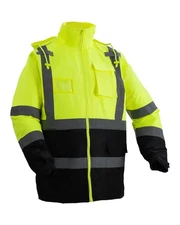 Uimoso High Visibility Reflective Safety Jacket Waterproof Hoodie Yellow Black L