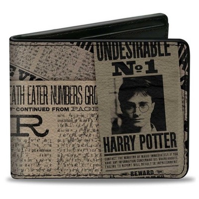 Bi-Fold Wallet Harry Potter Headlines UNDESIRABLE NO 1 White/Black (US IMPORT)