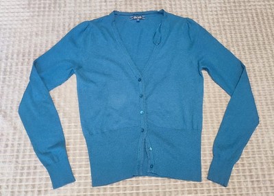 King Louie Cocoon Cardigan M Turquoise Organic Cotton Silk Modal V-Neck Soft