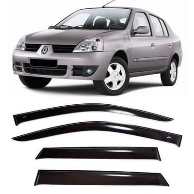 Tape-on Window Visors Rain Guards Fit Renault Symbol 2002-2008 Wind Deflectors