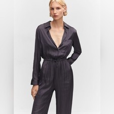 Mango charcoal grey lightweight jumpsuit with long sleeves. Size L. NWT